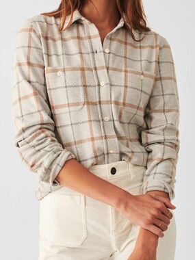 Faherty Legend Sweater Shirt Button Up Open Tundra Windowpane Size XS